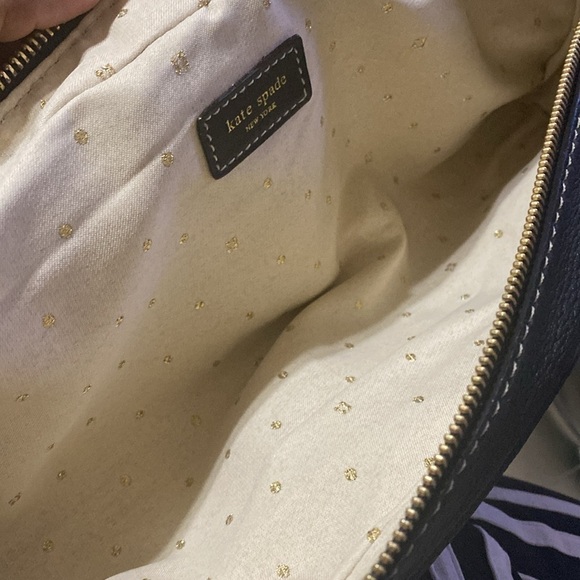 KATE SPADE Pebble Leather Barrel Clutch Hand Held Black Gold Hardware Dark Goth - Picture 7 of 15